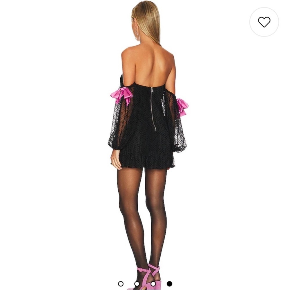 For Love and Lemons Carolyn Mini Dress Black Lace Satin Bow New Size Medium - Picture 5 of 13